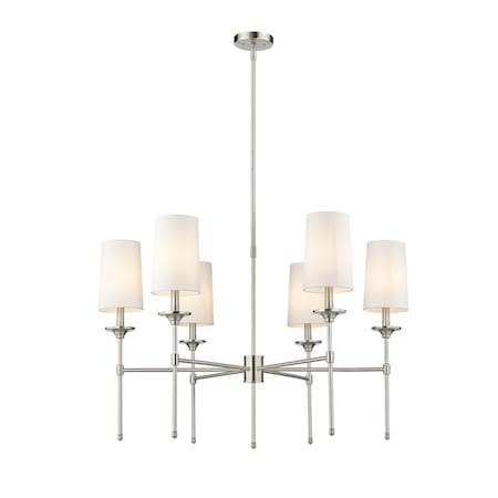 Z-Lite Emily 6 Light Chandelier, Brushed Nickel & Off White 3033-6BN